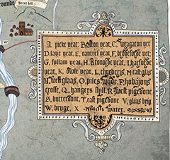 Section of Reproduction of Medieval Map of Dartmoor, showing south moor gates